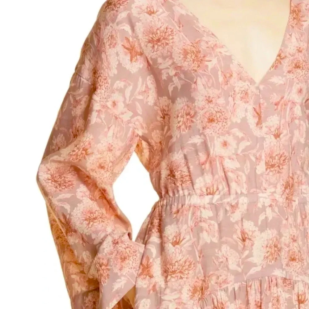 VINCE Dahlia Long-sleeve Double V-neck Dress Lotus NWT $435 Women’s